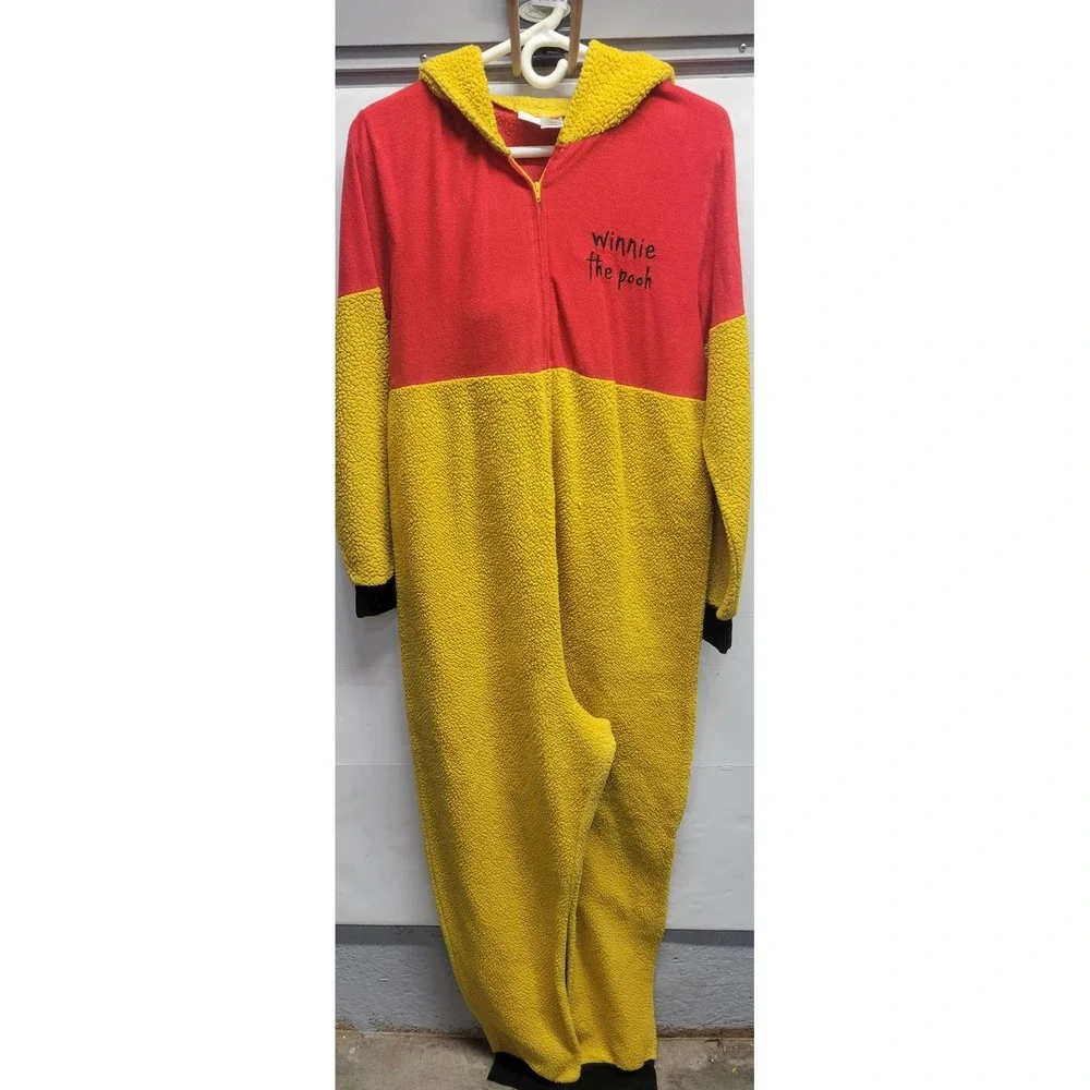 Disney Kids Winnie the Pooh Fleece Hooded Pajamas Onesie‎ XLarge 18 20